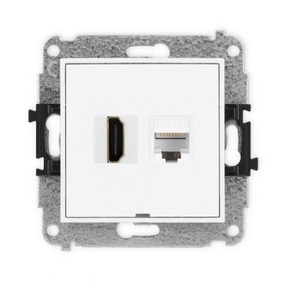KARLIK ICON Gniazdo HDMI 2.0 4K + gniazdo komputerowe RJ45 kat.6A Biały mat (25IGHKBO-46A)